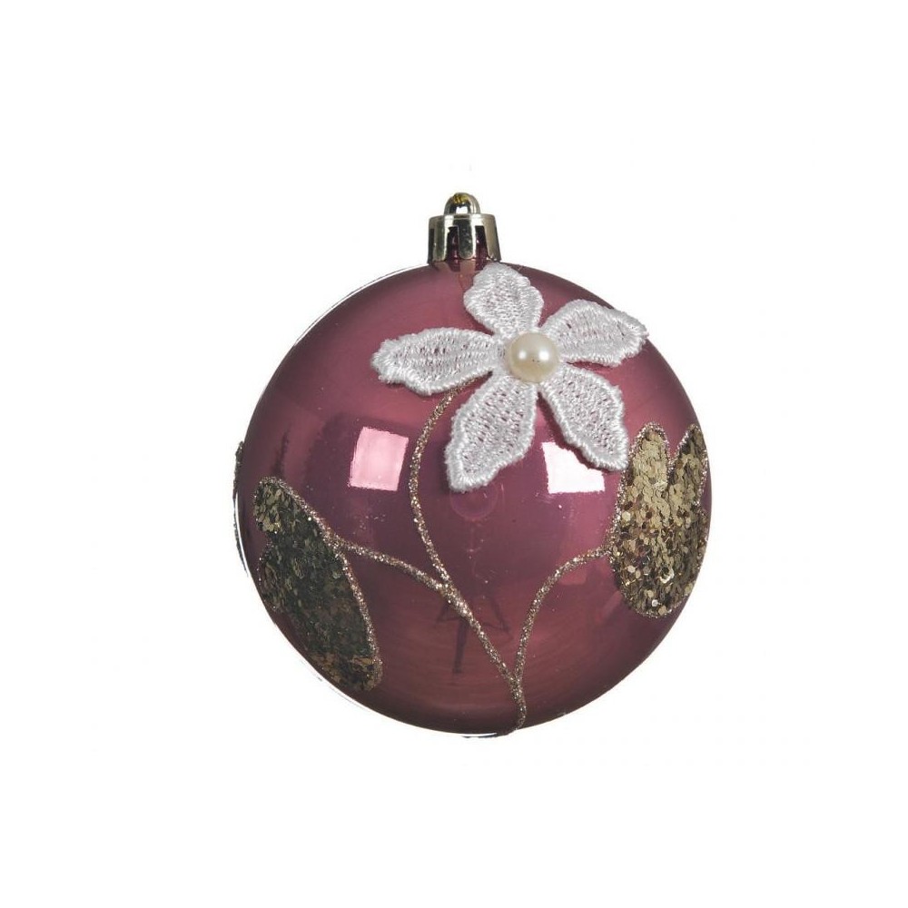 SFERA CON FIORE IN PIZZO ROSA